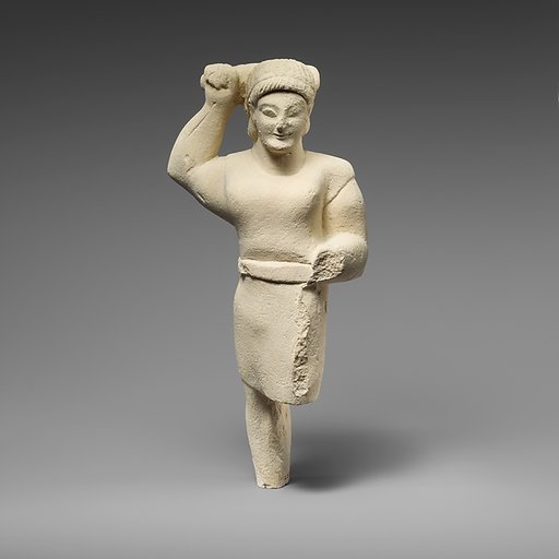 Limestone statuette of Herakles brandishing a club