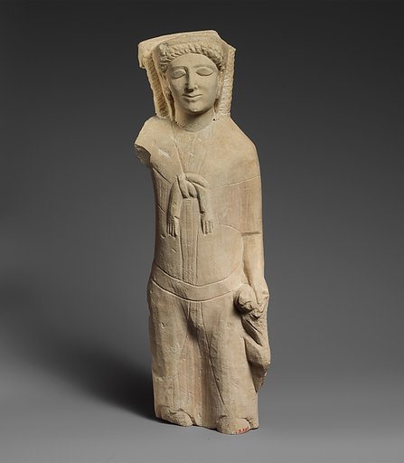 Limestone statuette of Herakles holding a lion