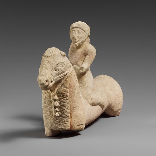 Limestone horse with a rider