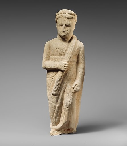 Limestone statuette of a boy