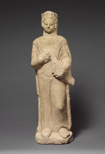 Limestone statuette of a boy