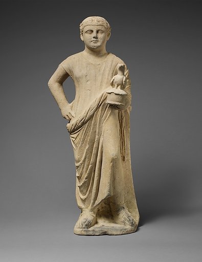 Limestone statuette of a boy as a votary