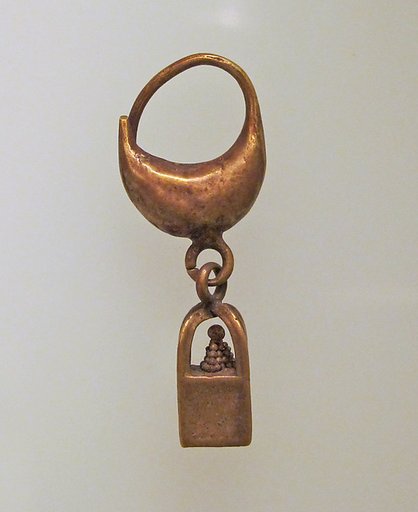Earring with leech and box pendant