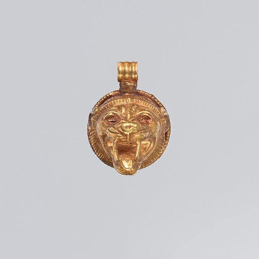 Gold lion-head pendant