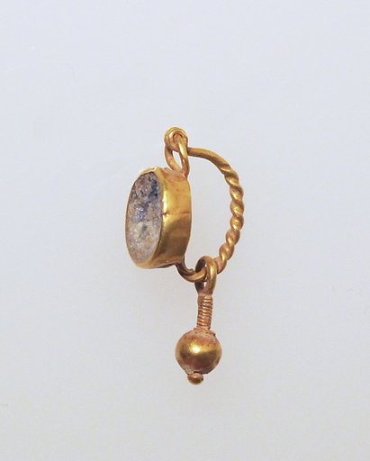 Earring with ball pendant and paste setting