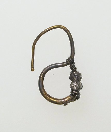 Earring, delta-shaped with beads