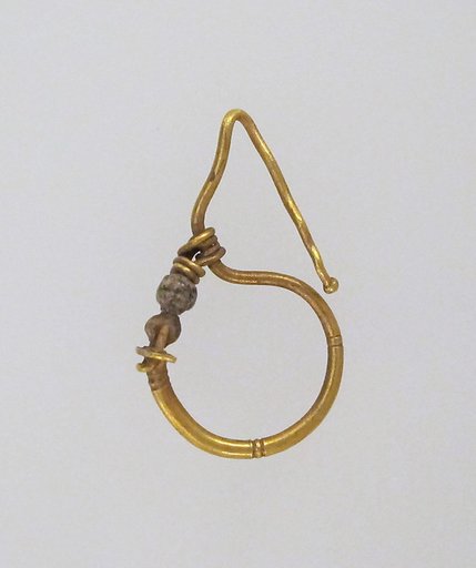 Earring, delta-shaped with beads
