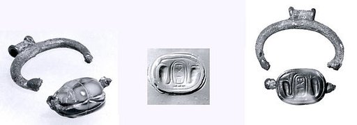 Silver pendant ring with agate scarab