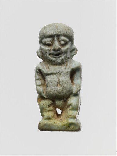 Faience two-sided amulet in the form of the dwarf god Pataikos
