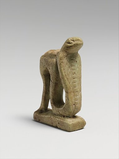 Faience amulet of a erect uraeus cobra