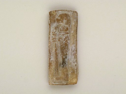 Terracotta mold for amulet of Osiris in mummyform