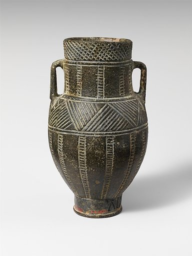 Chlorite amphoriskos (small jar)