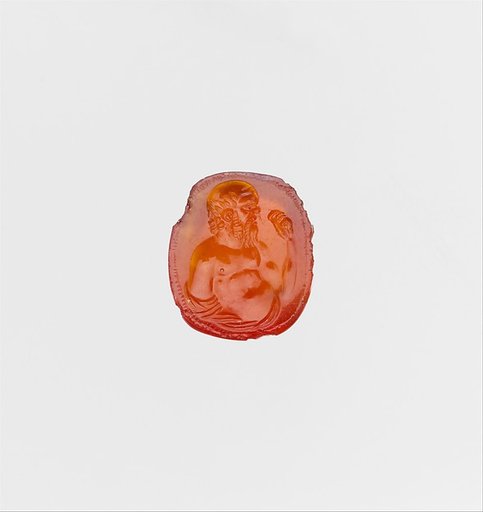 Carnelian engraved gem with a portrait of Sokrates