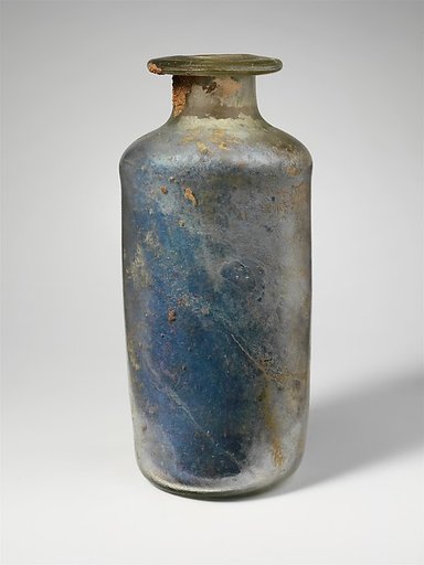 Glass cylindrical bottle