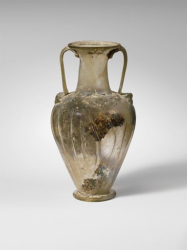 Glass jar with two handles (amphora)