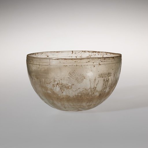 Glass bowl with cut decoration