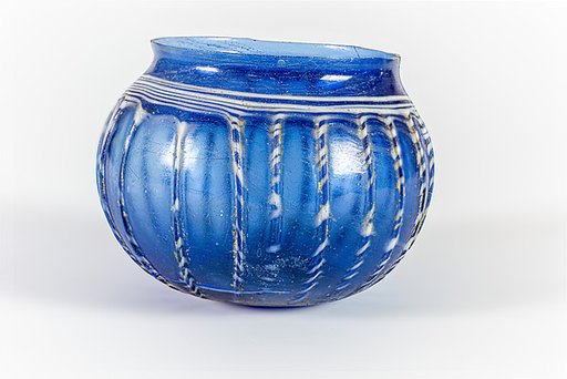 Glass ribbed bowl