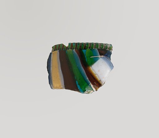 Glass striped mosaic bowl fragment