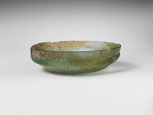 Ribbed glass bowl