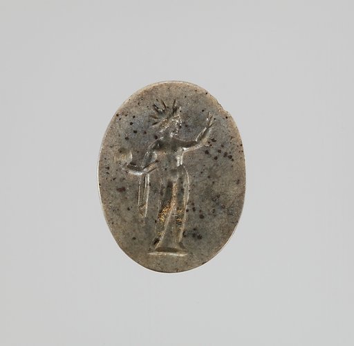 Hematite intaglio: Standing deity