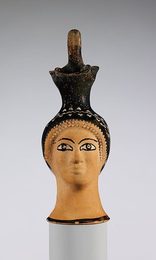 Terracotta oinochoe (jug) in the form of a woman's head