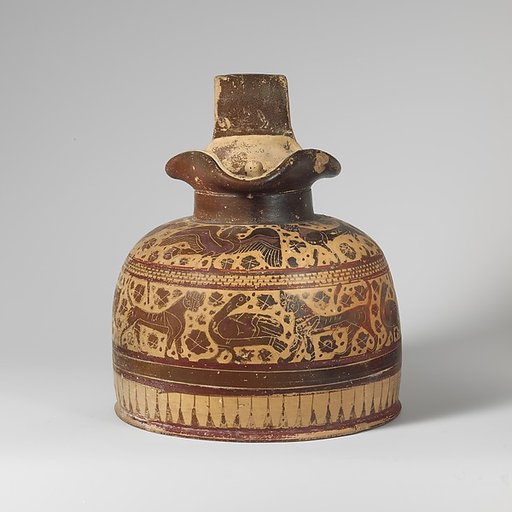 Terracotta oinochoe (jug) with lid