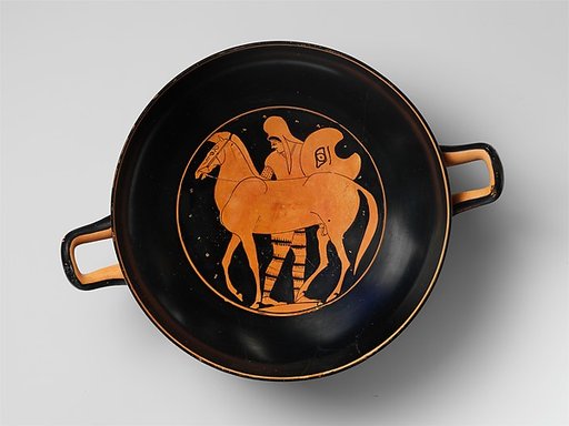 Terracotta kylix (drinking cup) with horses