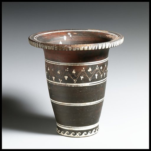 Terracotta kalathos (vase in the shape of a wool basket)