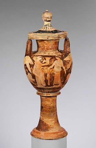 Terracotta lebes gamikos (round-bottomed bowl with handles and stand used in weddings)