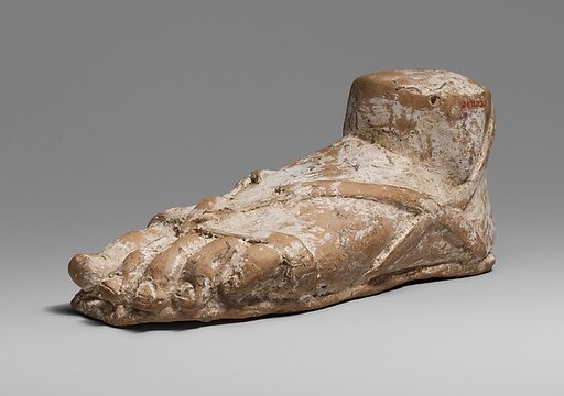 Terracotta left foot and ankle with sandal