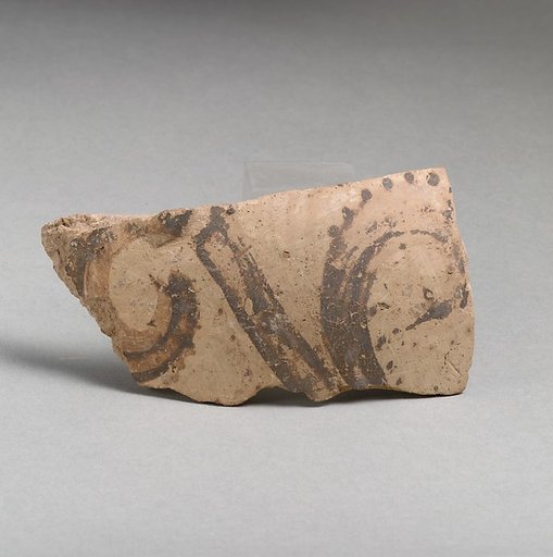 Terracotta vessel fragment with floral motif