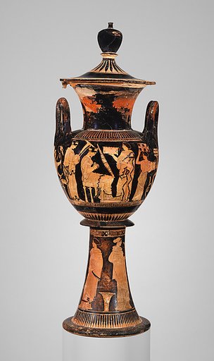 Terracotta lebes gamikos (round-bottomed bowl with handles and stand used in weddings)