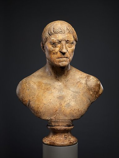 Marble portrait bust of an elderly man