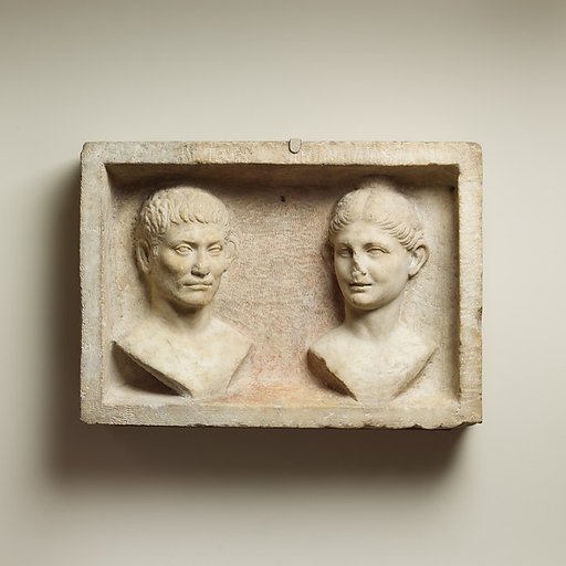 Marble grave relief with two portrait busts