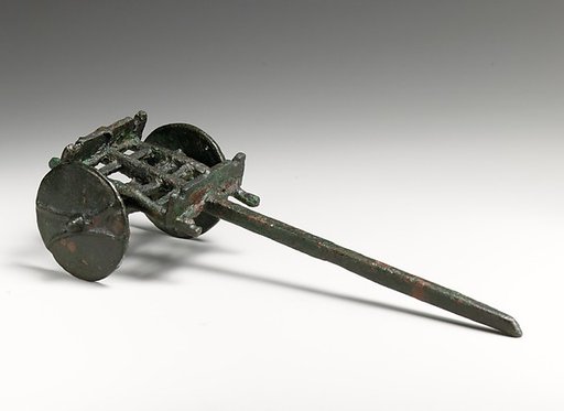 Bronze model of a cart with farmyard group