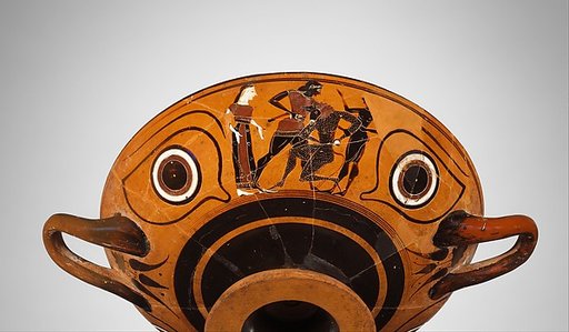 Terracotta kylix: eye-cup (drinking cup)