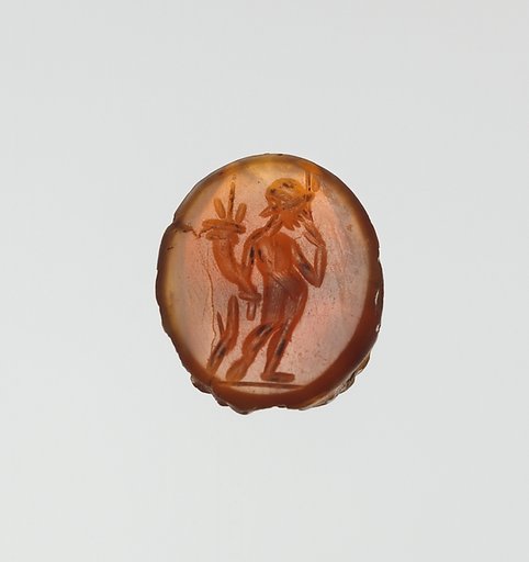 Carnelian scarab: Harpocrates with cornucopia
