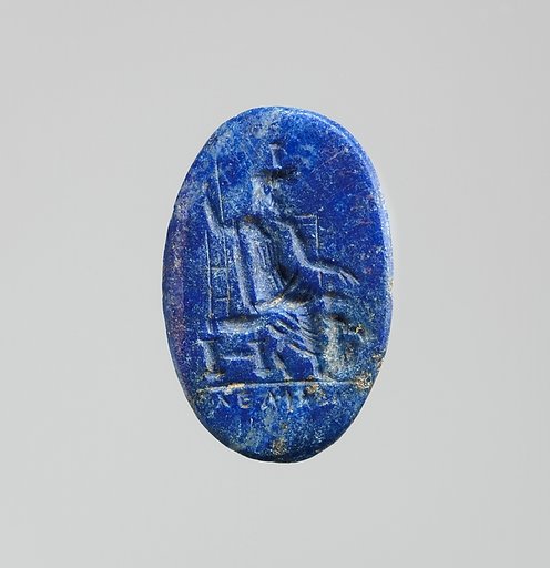 Lapis lazuli intaglio: Serapis enthroned