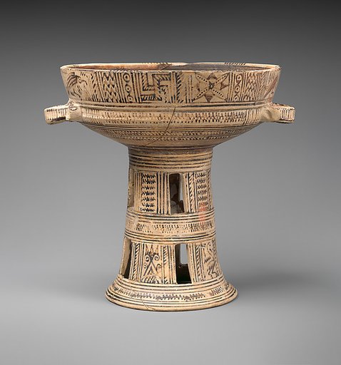 Terracotta bowl on a high stand