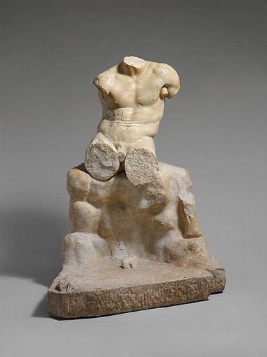 Marble statue of Herakles seated on a rock