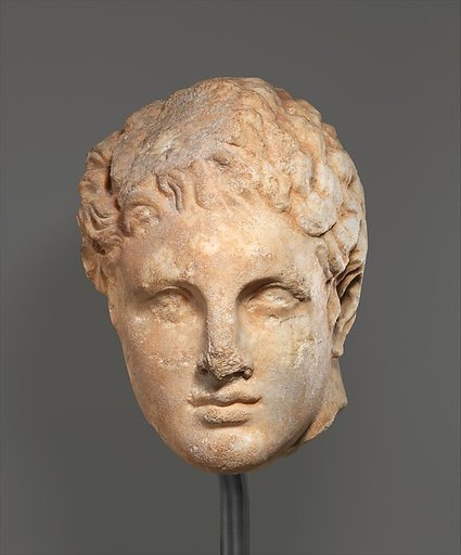 Marble head of a youth from a relief