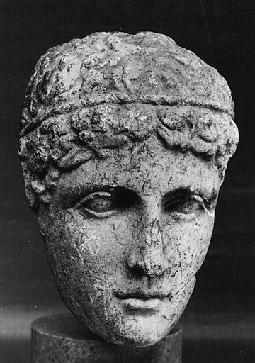 Marble statue head of a youth