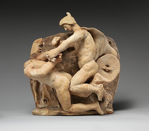 Terracotta relief probably from a funnel vase