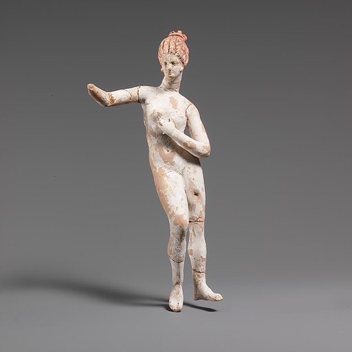 Terracotta statuette of a nude woman