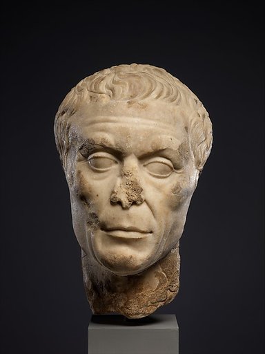 Marble portrait head of an elderly man
