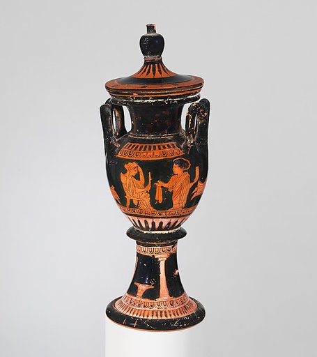 Terracotta lebes gamikos (round-bottomed bowl with handles and stand used in weddings)