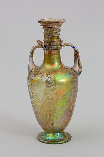 Glass two-handled bottle