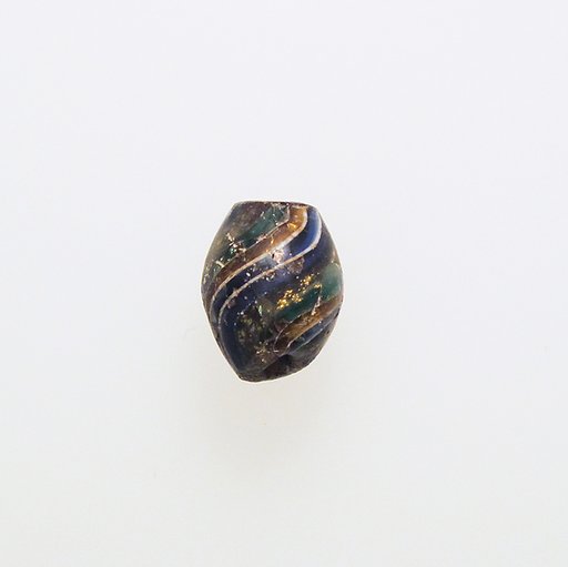 Glass gold-band mosaic bead