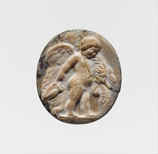 Glass cameo: winged Eros
