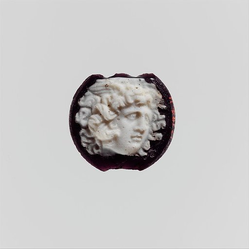 Cameo glass disk with Medusa head